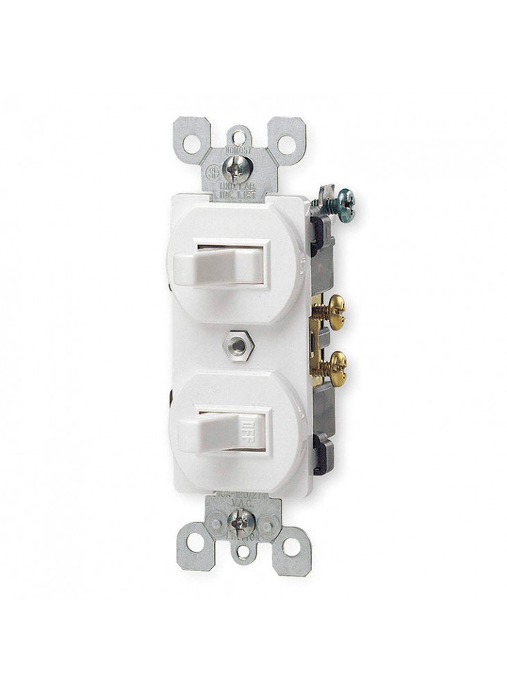 LEVITON (IN2PL BLA)  Interruptor doble 10A 250V blanco - Redes Eléctricas