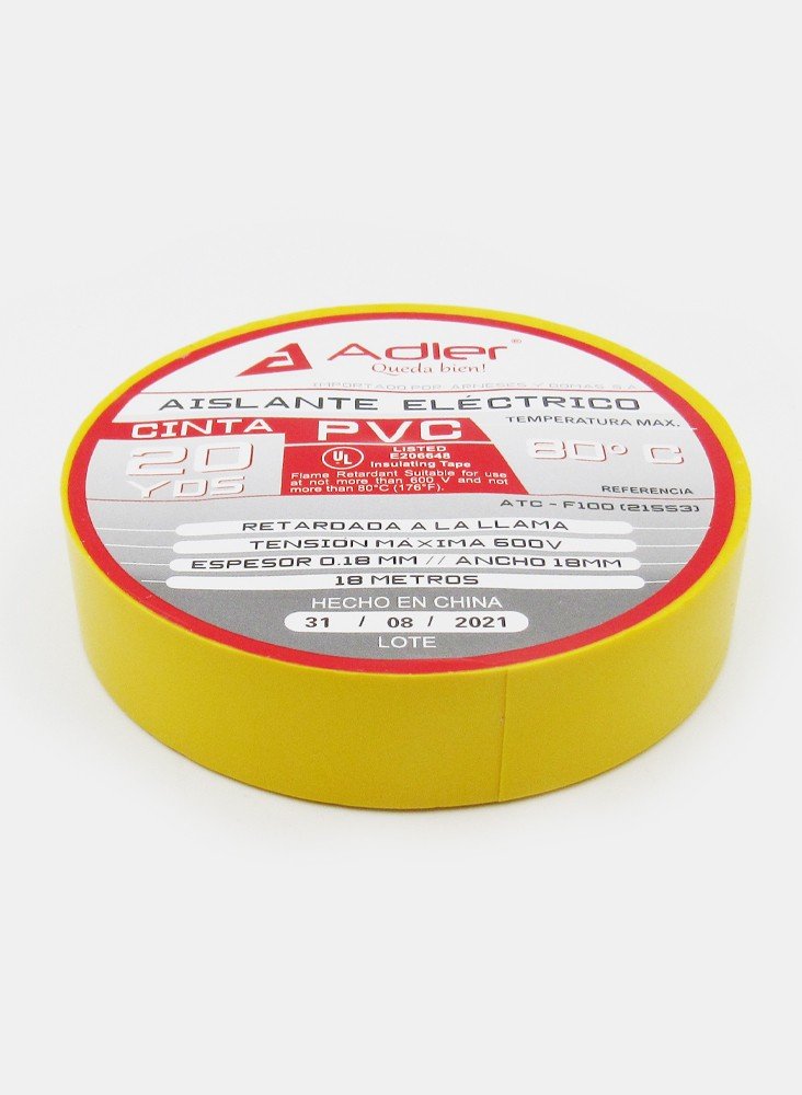 Cinta Aislante Adler X 20mts Amarilla Atc-f100(21553) Ue10 – Uem200
