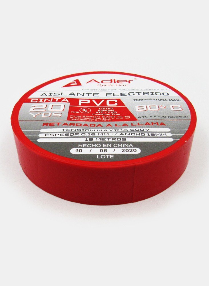 Cinta Aislante Adler X 20mts Roja Atc-f100(21553) Ue10 – Uem200
