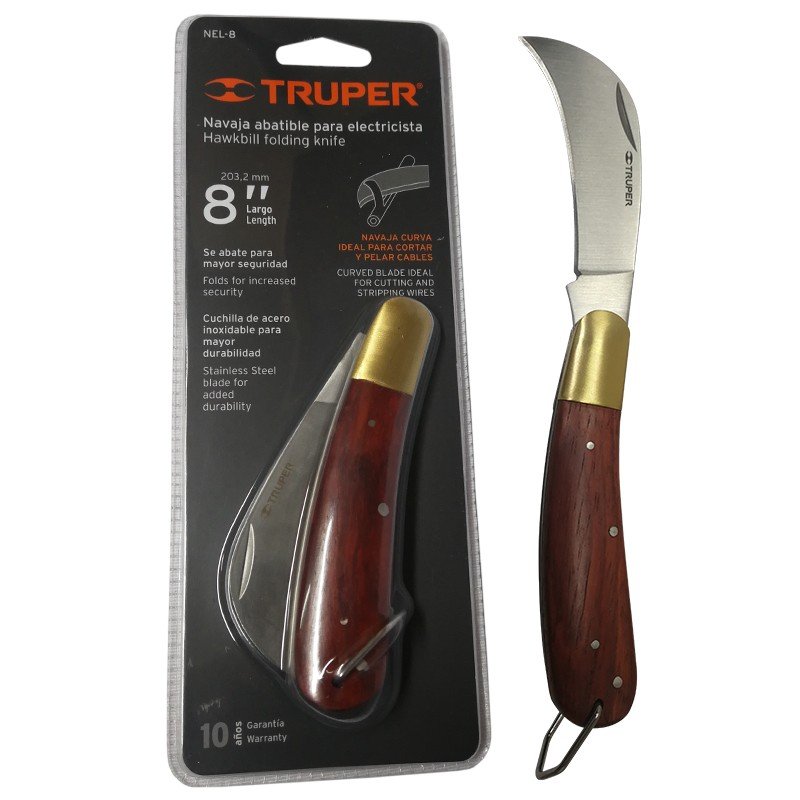 Navaja Mango Madera Electricista 8″ Trupper Nel 8