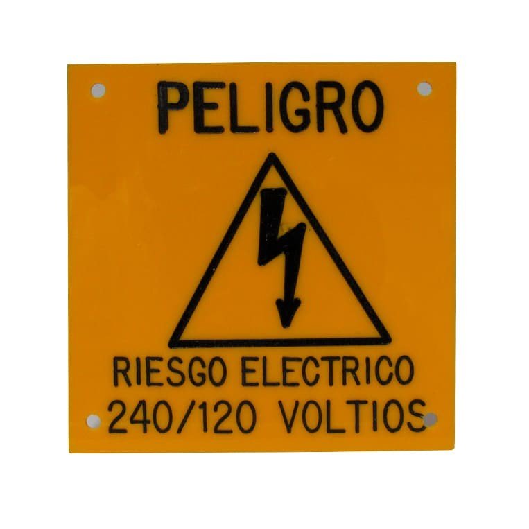 Placa Acrilico 12 X 12 Peligro Riesgo Elect. Tab/gab, 120/240v S/bif