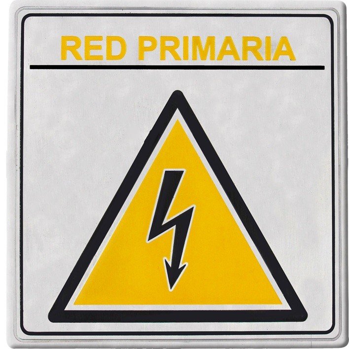 Placa Metalica 15 X 15cm Peligro Riesgo Electrico Red Primaria M/tension /13.2kv Herrajes
