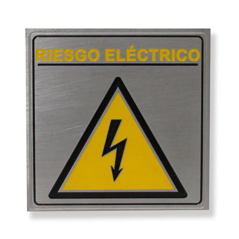 Placa Metalica 10 X 10cm Peq. Peligro Riesgo Elect. Herrajes